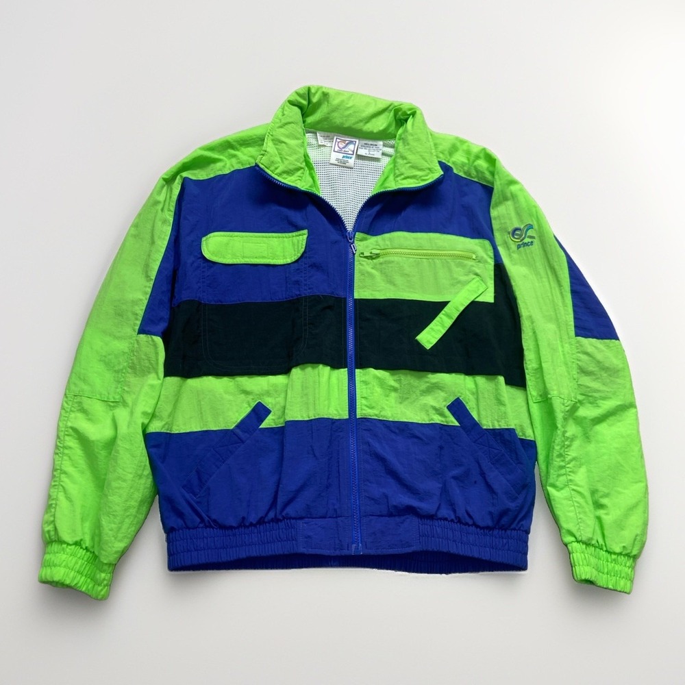 Vintage Prince Jacket Mens L Colorblock Windbreaker Full Zip 90s Tennis
